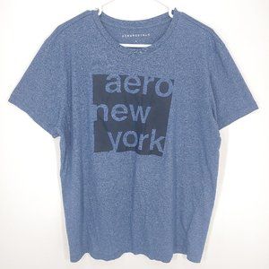 Aeropostale Aero New York Heather Blue Graphic T-Shirt Men's Size Large